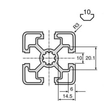 Bosch Australia Germany Rexroth Extrusion Aluminium (Cut to Length),10mm Groove,3000mm L, 45x45mm