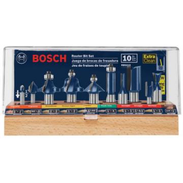 Bosch All-Purpose Professional Carbide-Tipped 10-Pc Router Bit Set RBS010 NEW