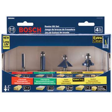 Bosch 4 piece Professional 1/4&#034; Router Bit Set RBS004 Brand New in Box