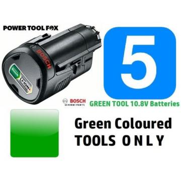 5 GENUINE BOSCH 10.8V 2.0a BATTERIES Green Tool ONLY 1600A0049P 3165140808804