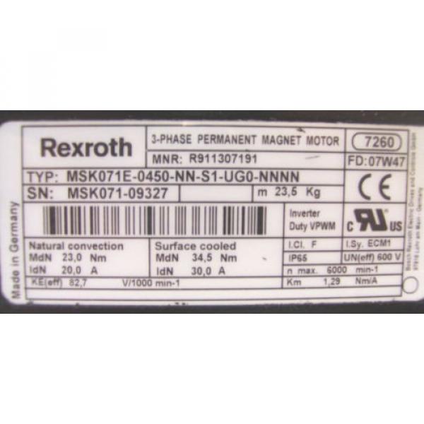 *NEW* Greece Egypt  REXROTH  PERM MAGNET MOTOR  MSK071E-0450-NN-S1-UG0-NNNN  60 Day Warranty! #3 image