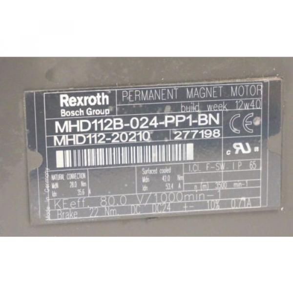 BOSCH Greece Korea REXROTH MHD112B-024-PP1-BN SERVO MOTOR 277198, MHD112-20210 REPAIRED #2 image