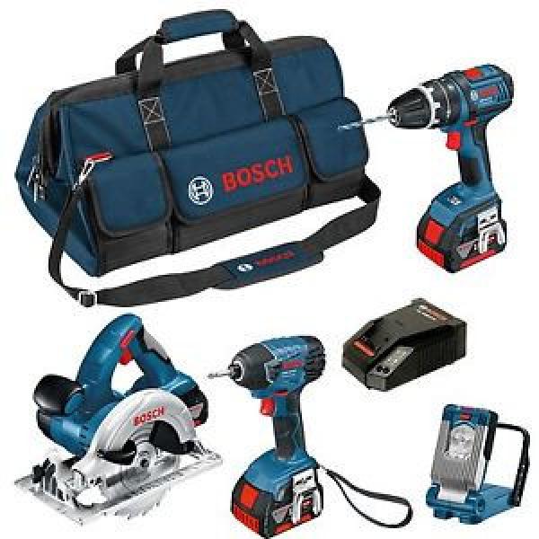 New Bosch 18v 4 Piece Kit 0615990G8P GSB/GDR/GKS/GLI 3 x 4ah Cordless Set (2383) #1 image