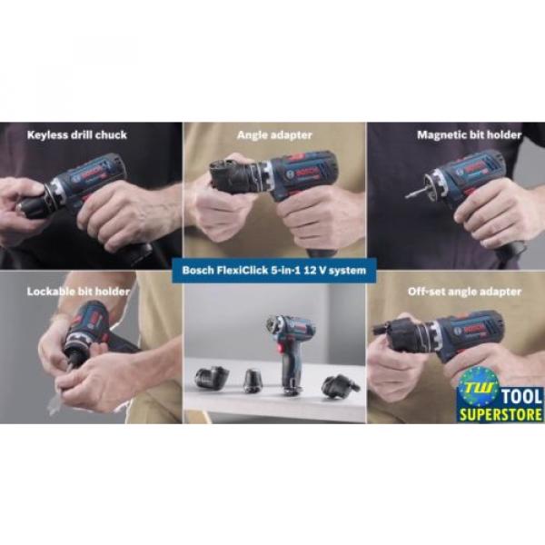 Bosch GSR 12V-15 FC 12V Flexi-Click Drill Driver with 4x Chucks &amp; 2x 2.0Ah Batts #5 image