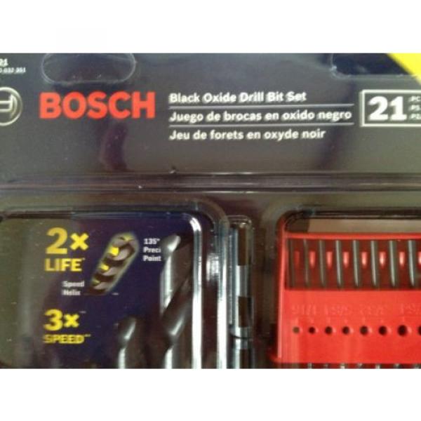 BOSCH 21-PC BLACK OXIDE TWIST DRILL BIT SET WITH CASE NEW #6 image