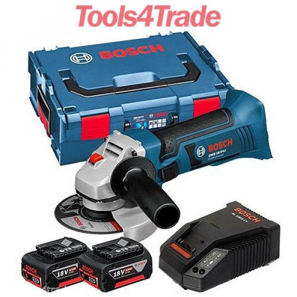 Bosch 18v GWS18 V-LI Cordless Angle Grinder + 2 x 4.0Ah Batteries + Charger #1 image